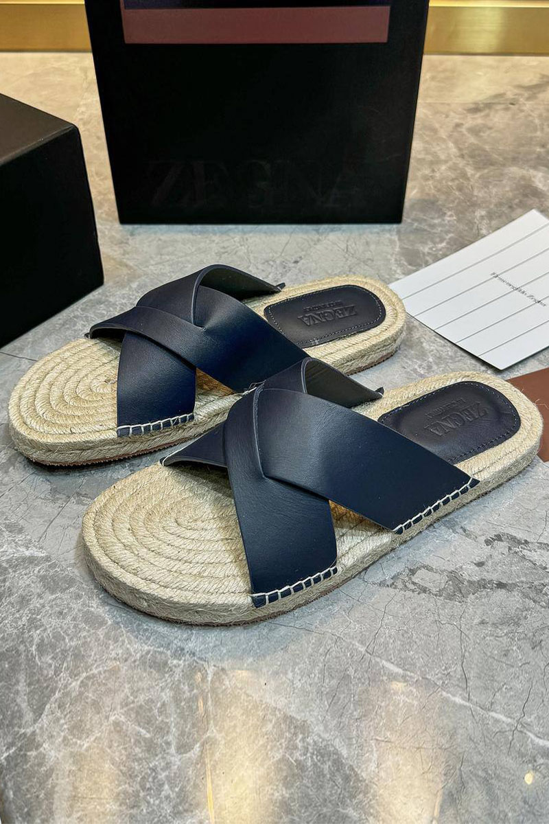 Zegna Мужские шлёпанцы leather - Navy