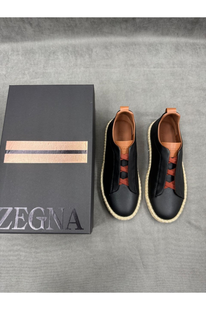 Zegna Мужские кроссовки Ermenegildo Zegna Triple Stitch - Black