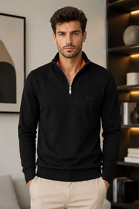 Мужской джемпер quarter zip - Black