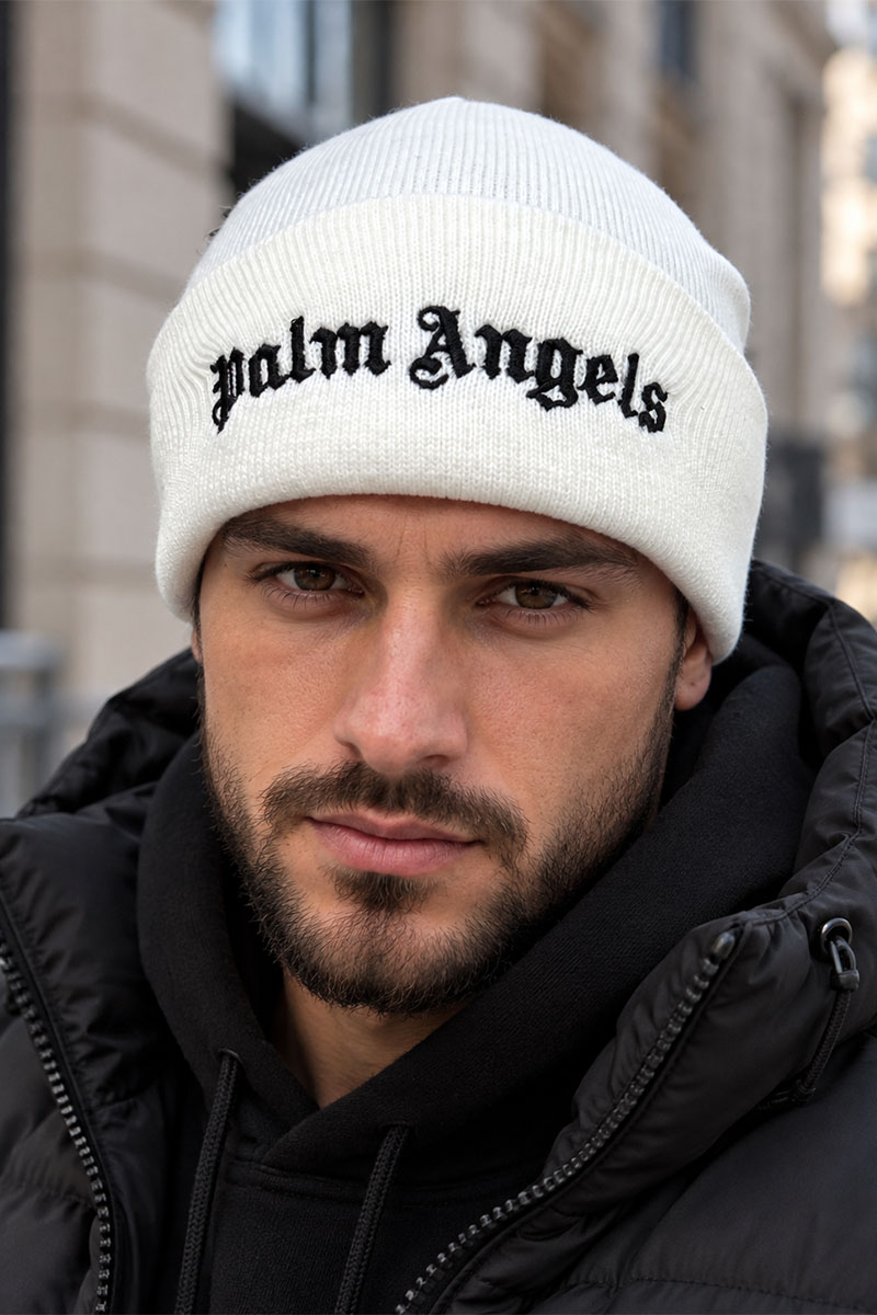 Palm Angels Мужская белаая шапка 