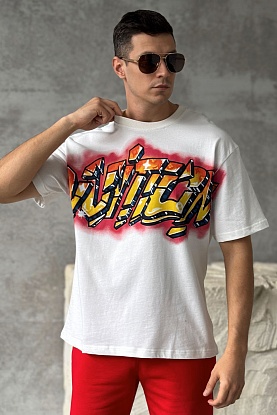 Белая оверсайз футболка graffiti-print