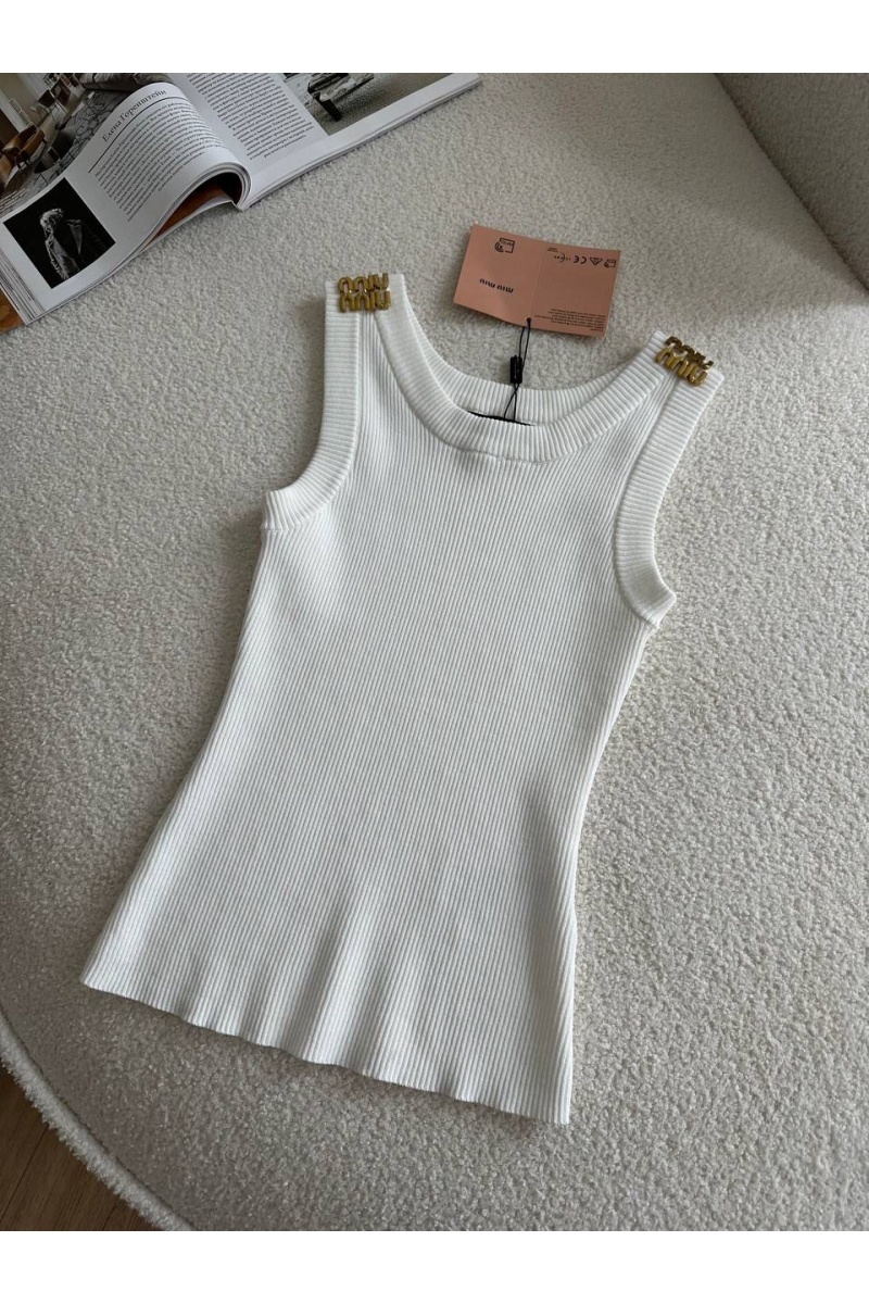 MIU MIU Женская майка белого цвета