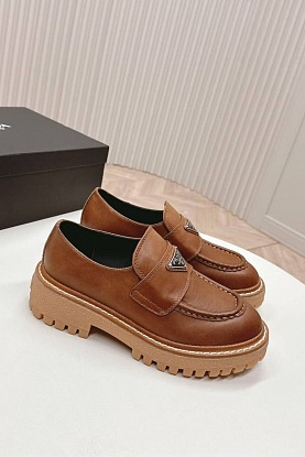 Женские кожаные лоферы Premium - Brown