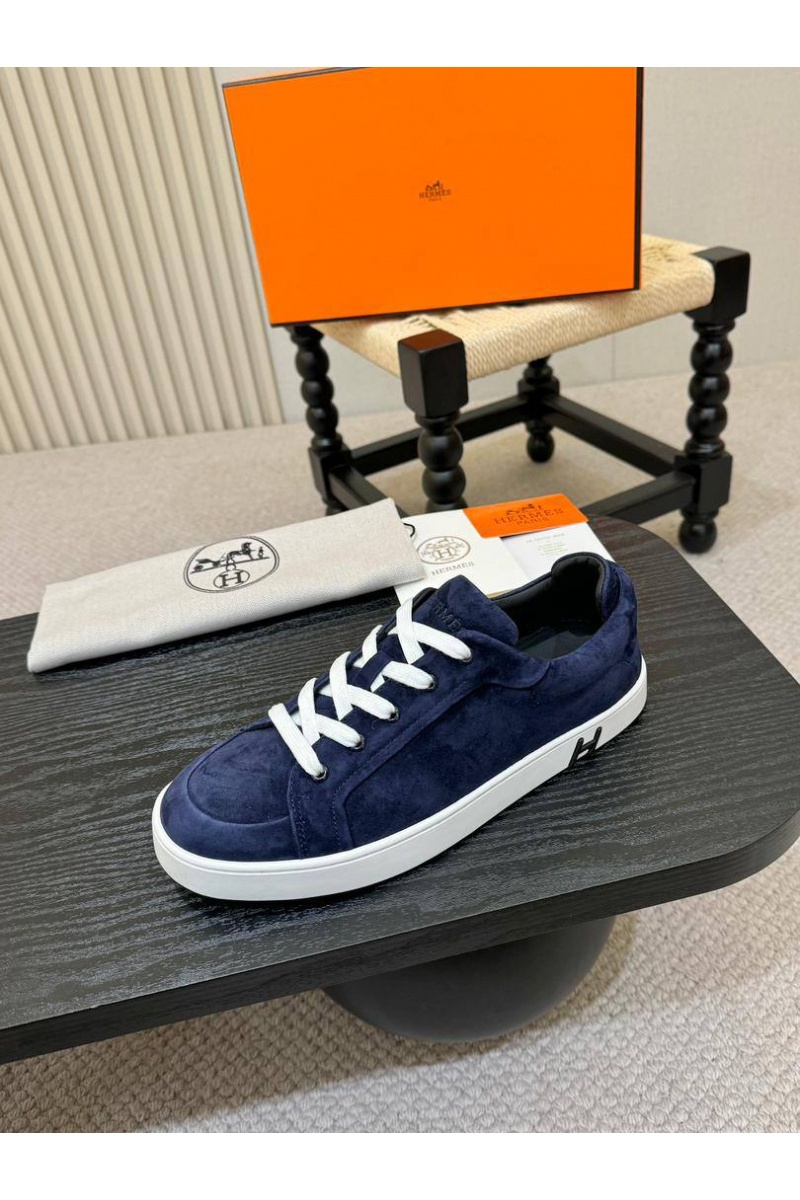 Hermes Мужские замшевые кроссовки Kid - Navy