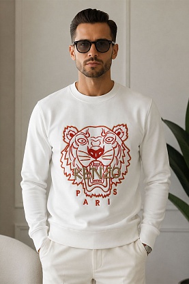 Белый мужской свитшот Tiger Head embroidered 