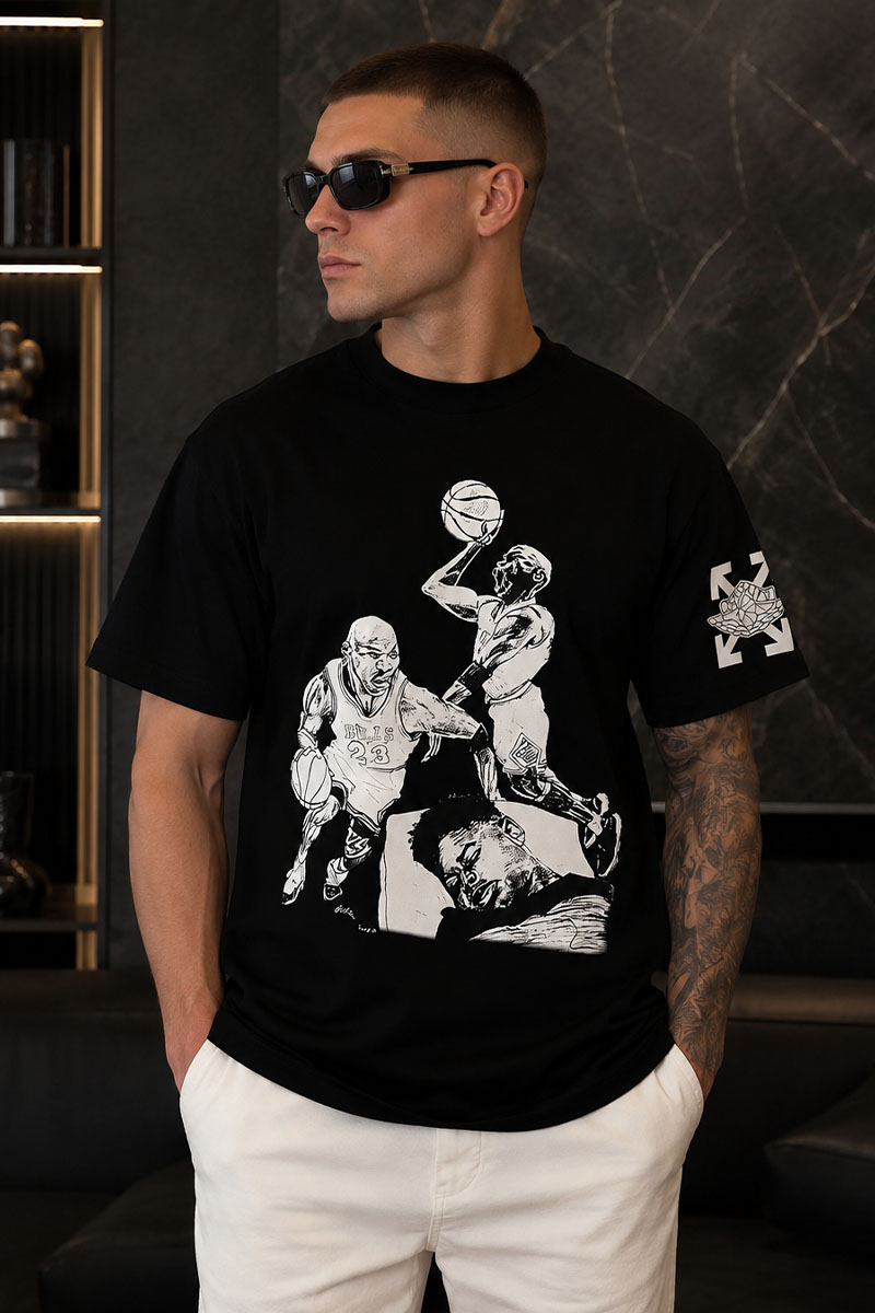 Off-White Чёрная оверсайз футболка  Air Jordan
