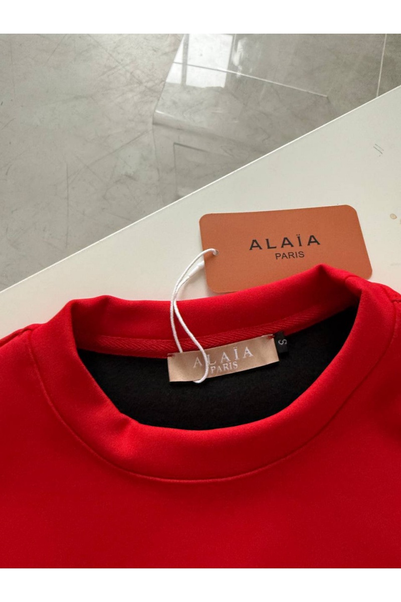 Designer Clothing Женский лонгслив на флисе красного цвета Alaia