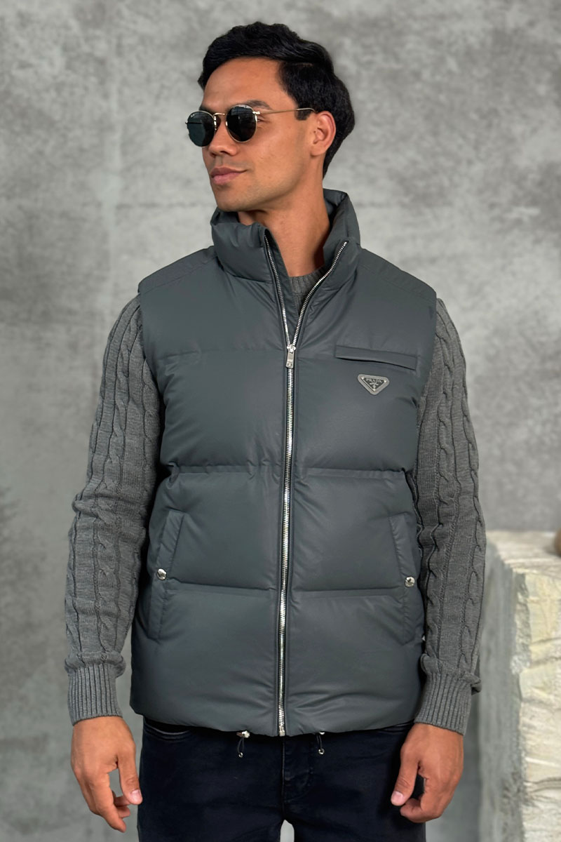 Prada Мужской жилет logo-plaque - Grey