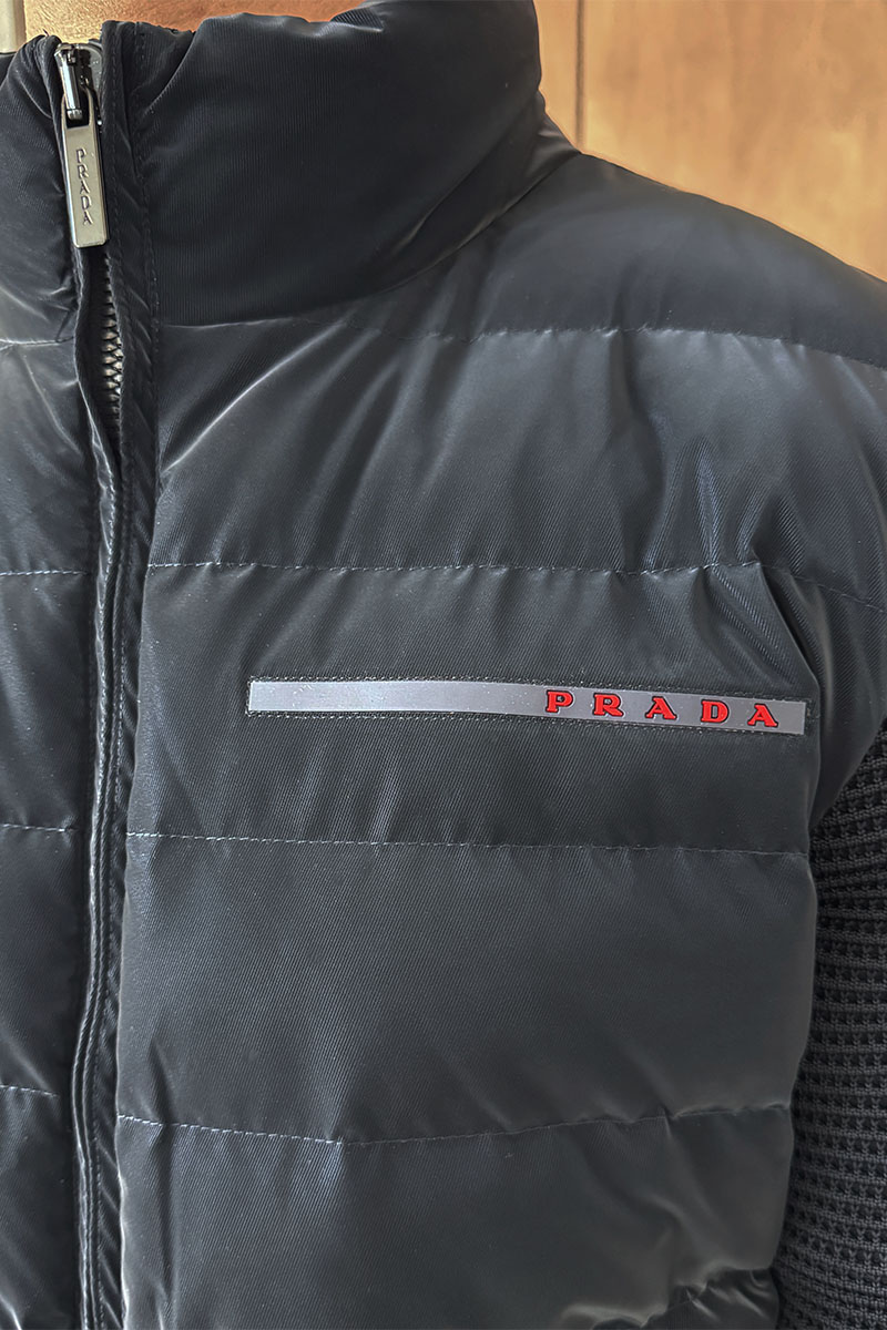 Prada Куртка с вязаными рукавами Linea Rossa - Navy