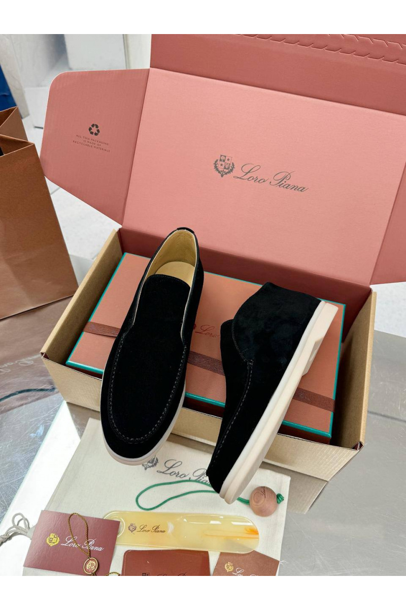 Loro Piana Женские замшевые лоферы premium - Black
