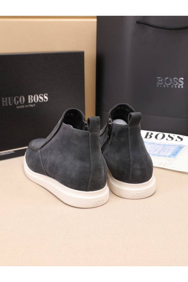 Hugо Воss Замшевые лоферы с мехом high-top - Grey