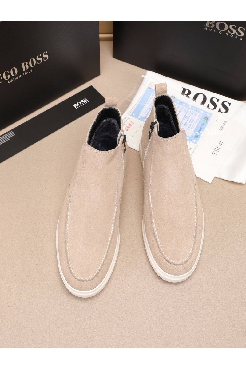 Hugо Воss Замшевые лоферы с мехом high-top - Beige