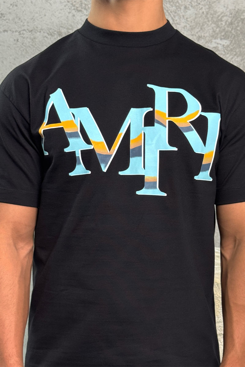 Amiri Футболка чёрного цвета staggered logo 