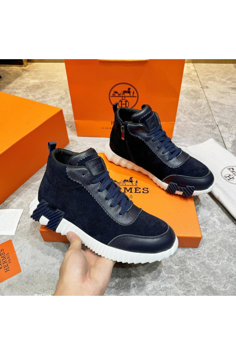 Hermes Кроссовки с мехом Bouncing high-top - Navy