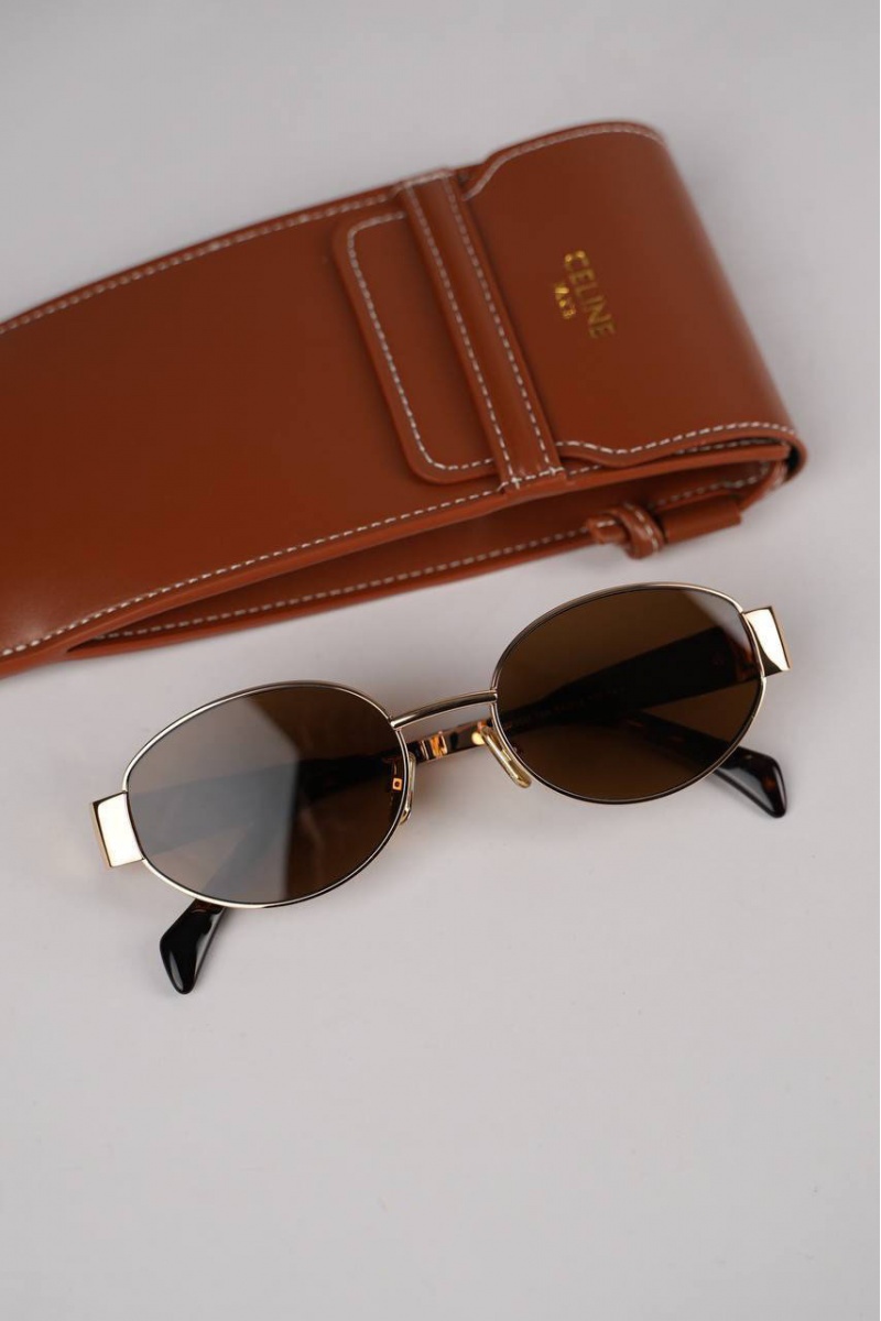 Celine Солнцезащитные очки Triomphe - Brown / Blue / Gold 