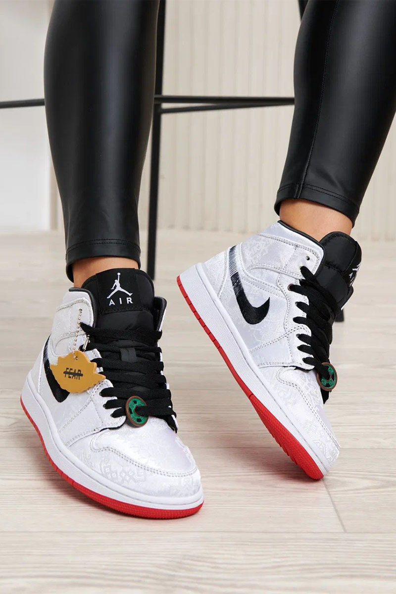 Nike Женские кроссовки Dunk High - White / Black / Red
