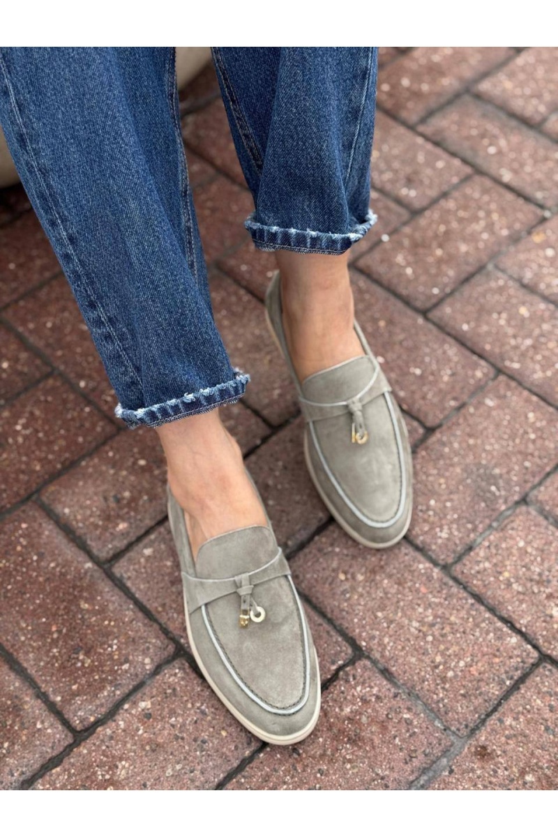 Loro Piana Женские замшевые лоферы Open Walk - Grey