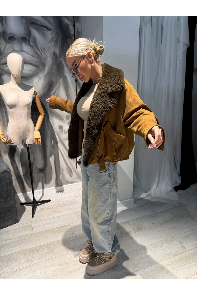 Max Mara Женский бомбер с натуральным мехом premium