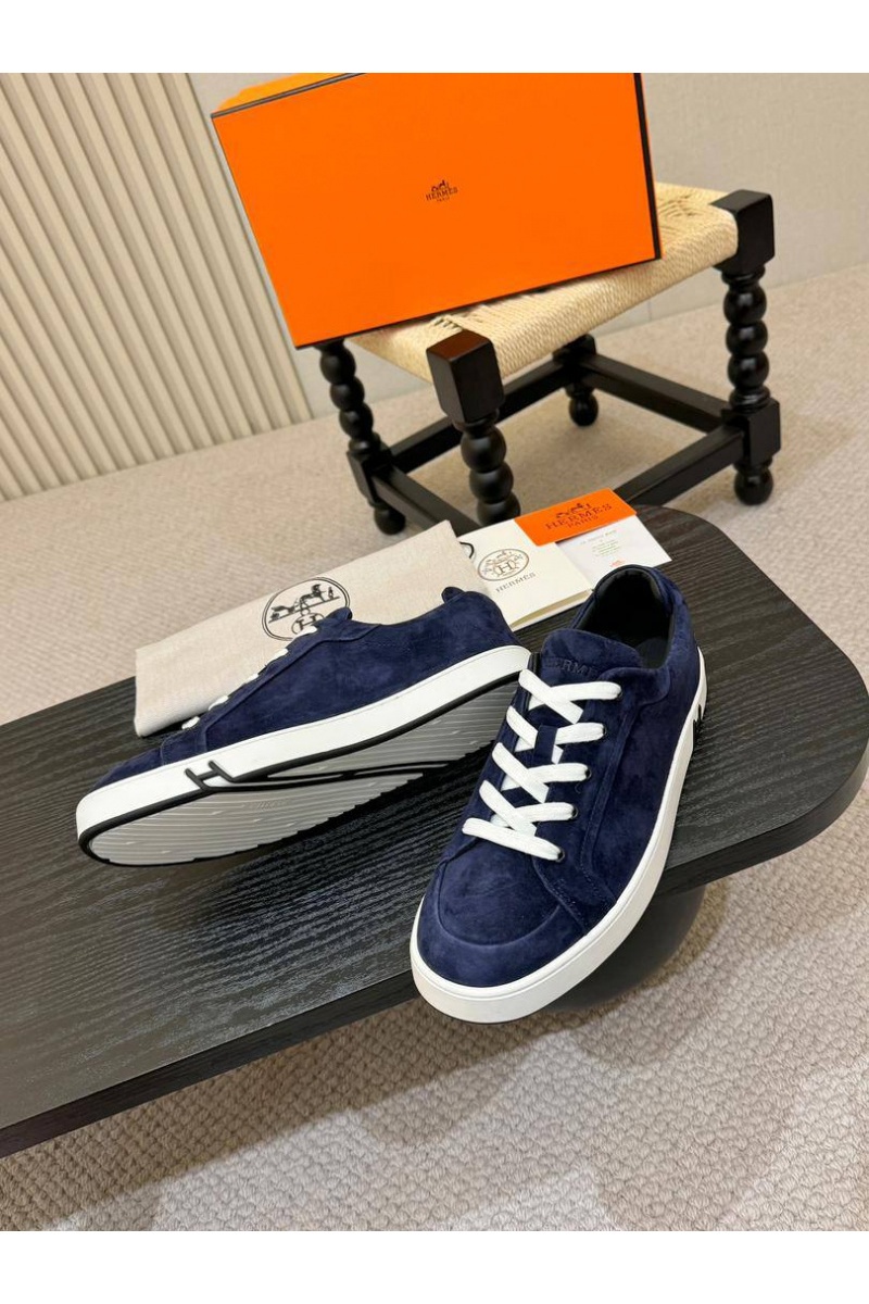 Hermes Мужские замшевые кроссовки Kid - Navy
