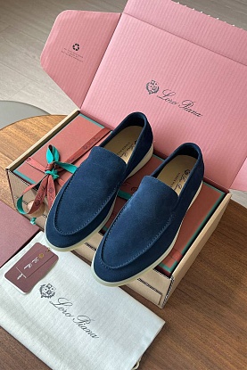 Замшевые лоферы Premium - Navy