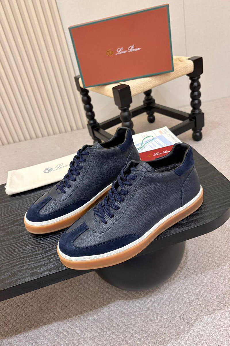 Loro Piana Кожаные кроссовки с мехом high-top