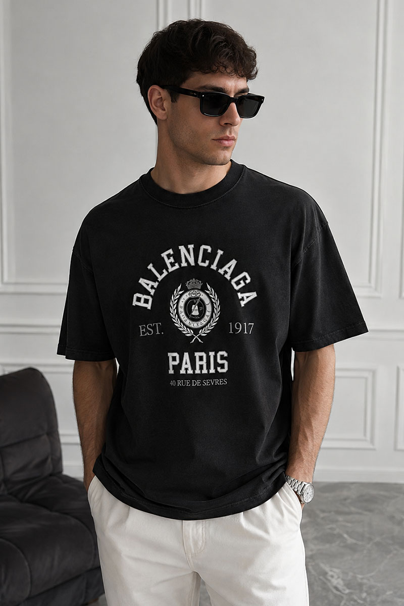 Balenciaga Чёрная оверсайз футболка College est.1917