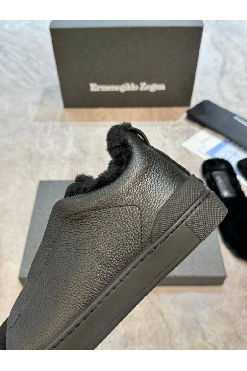 Zegna Кроссовки с мехом Triple Stitch