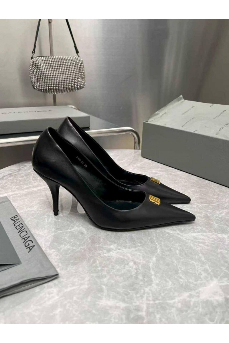 Balenciaga Женские кожаные туфли на каблуке premium