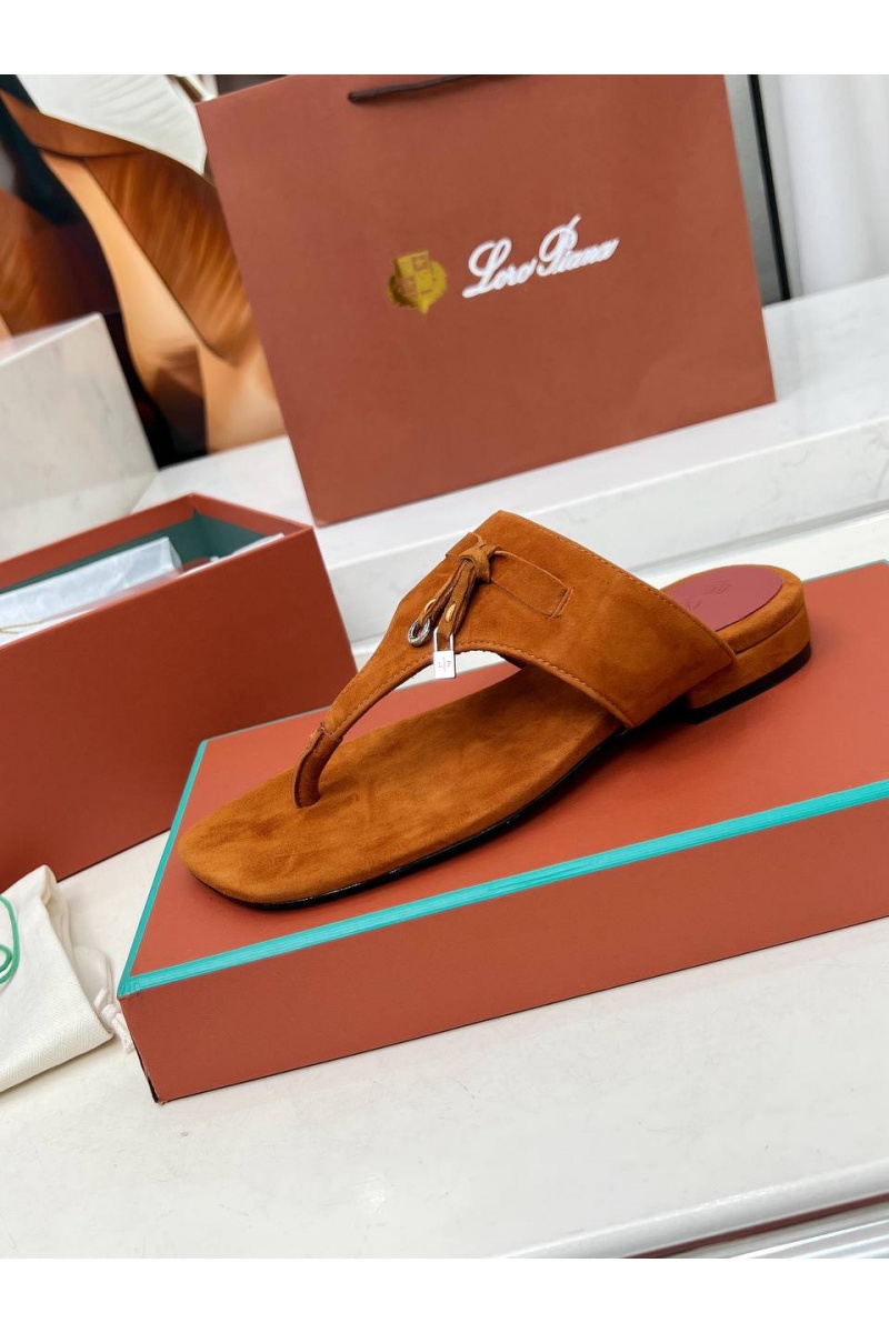 Loro Piana Женские замшевые шлёпанцы Premium - Brown