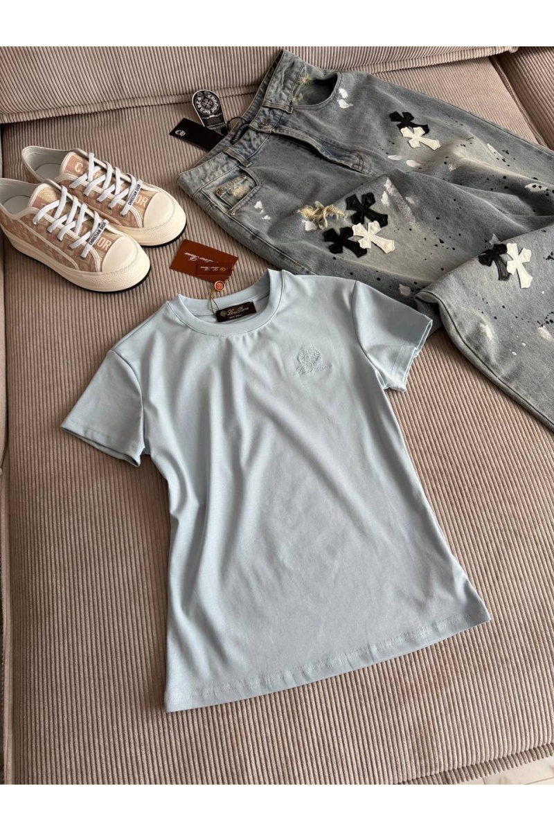 Loro Piana Женская голубая футболка premium