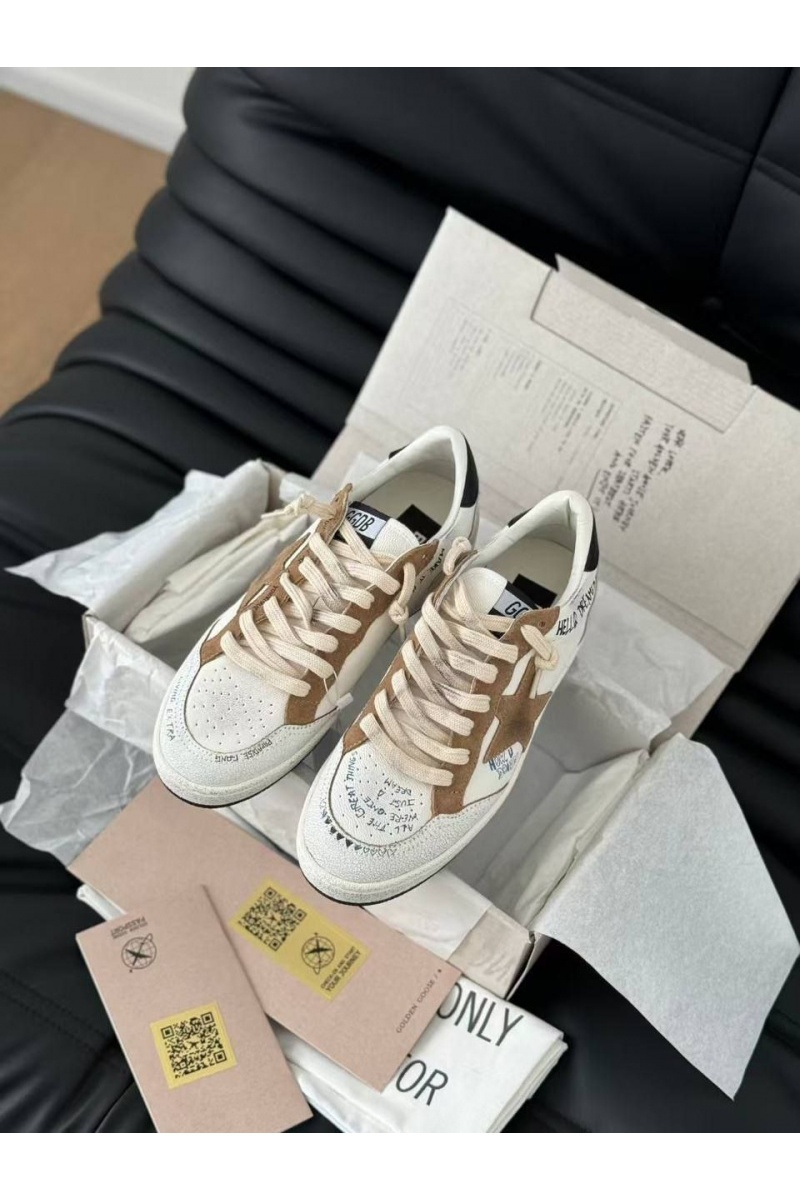 Designer Clothing Женские кожаные кроссовки Golden Goose Ball Star Premium - Beige / White