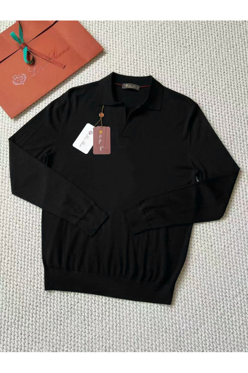 Loro Piana Поло с длинным рукавом Premium - Black