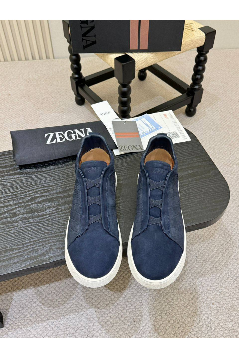 Zegna Мужские кроссовки Triple Stitch Alligator - Navy