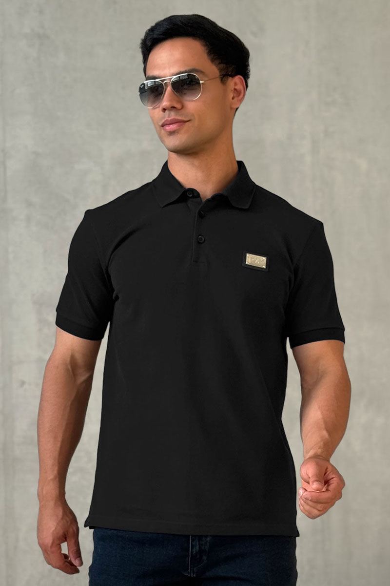 Dоlсе & Gаbbаnа Мужское чёрное поло logo-plaque