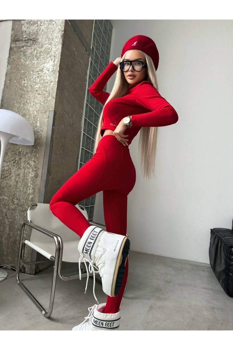 Designer Clothing Женские леггинсы на флисе красного цвета Alaia
