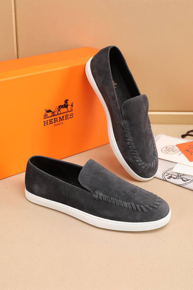 Hermes Мужские замшевые лоферы Julian - Grey