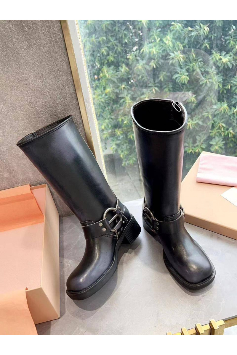 MIU MIU Женские кожаные сапоги Ankle Premium