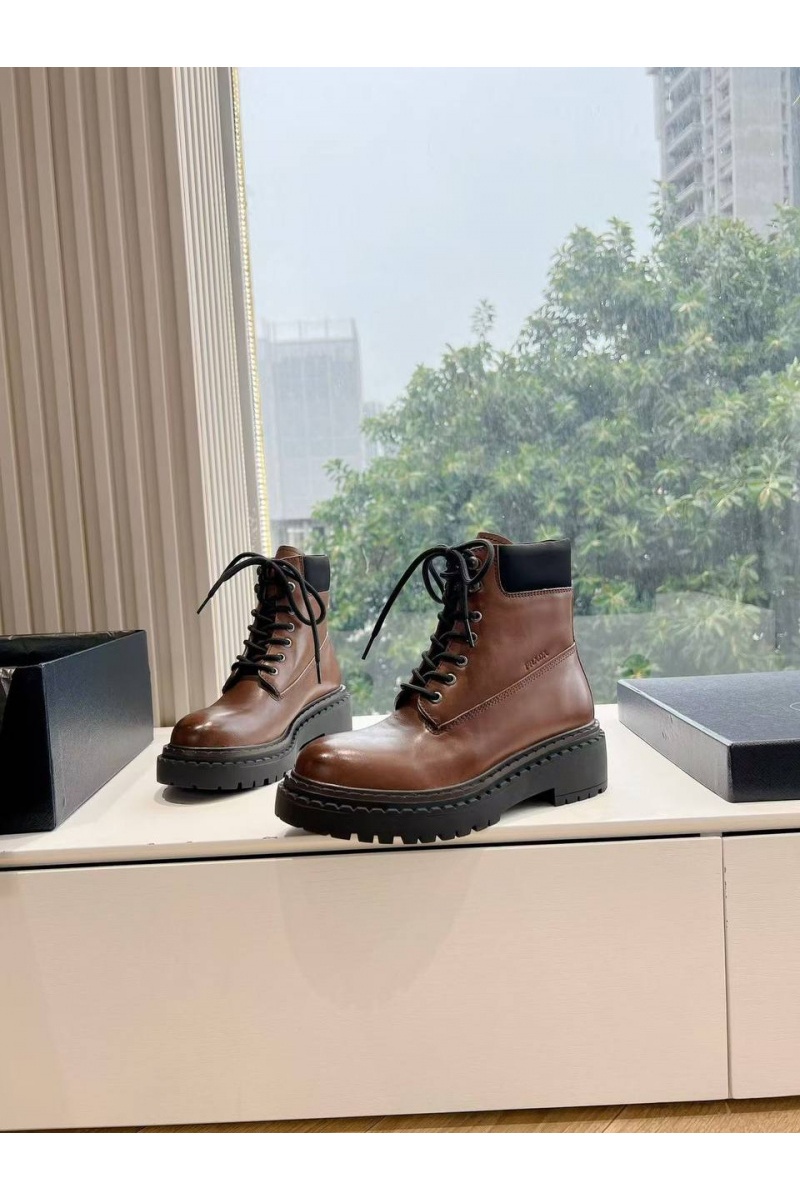 Prada Женские коричневые ботинки Premium