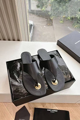Женские кожаные шлёпанцы Premium - Black