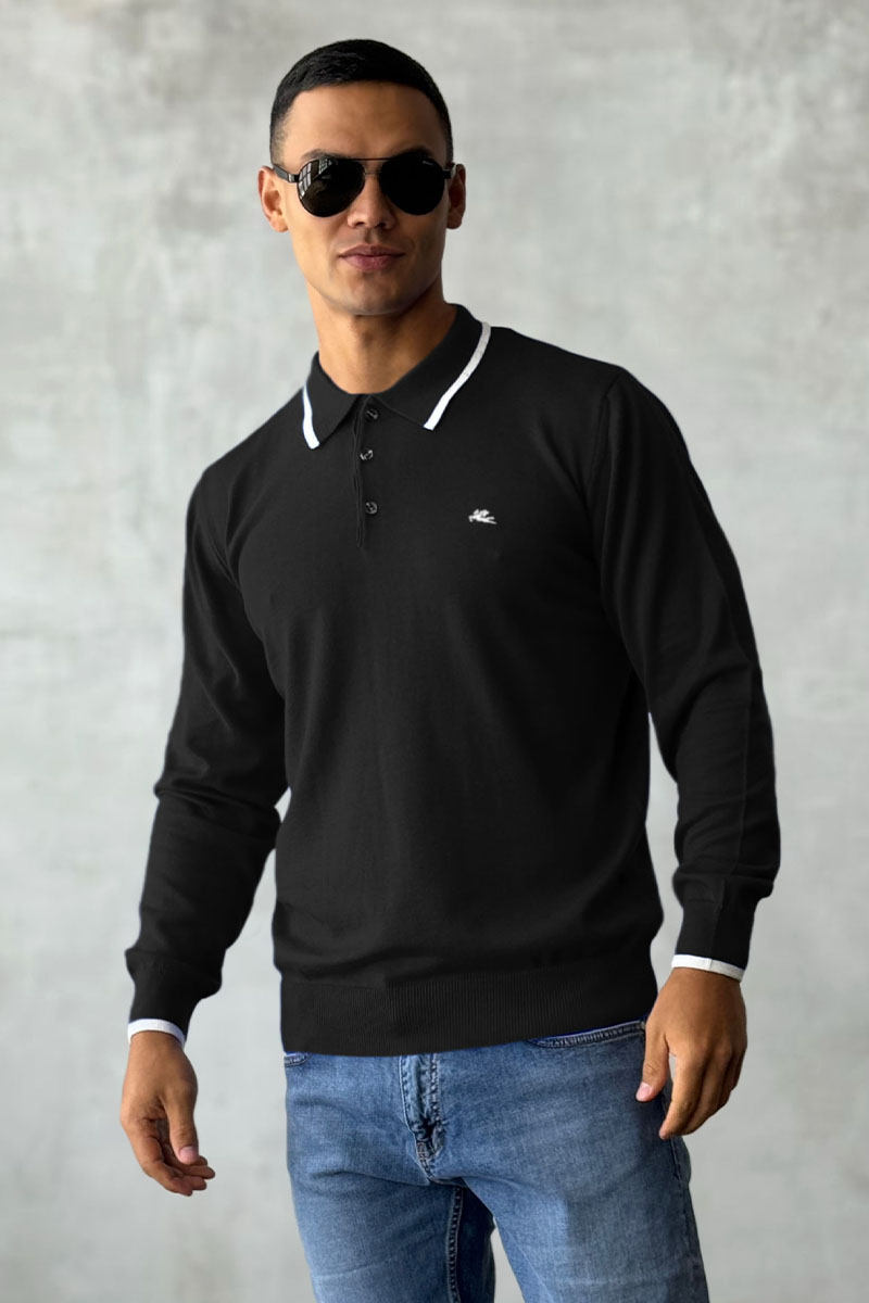 Etro Поло с длинным рукавом Pegaso logo - Black 