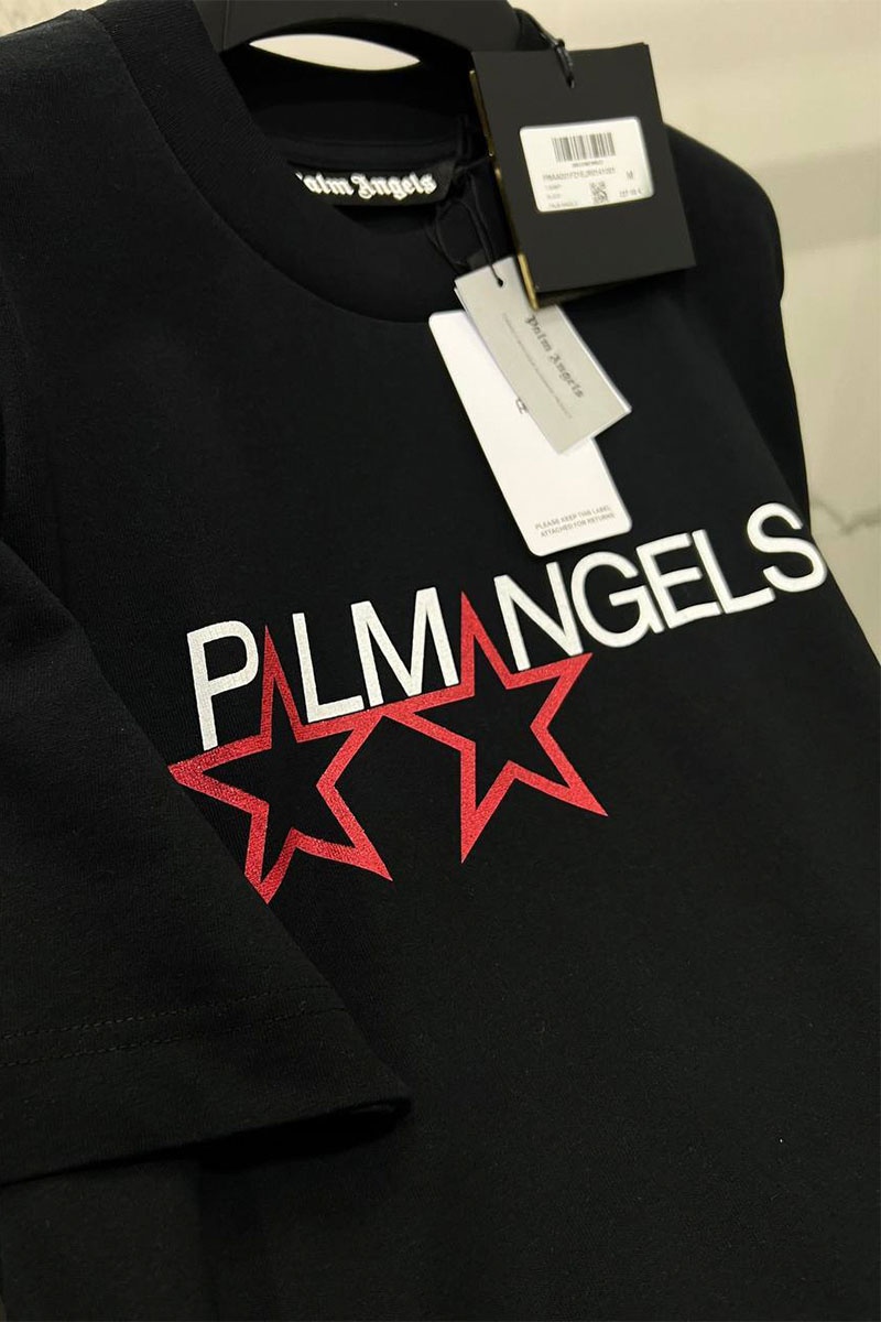 Palm Angels Чёрная оверсайз футболка Racing Stars