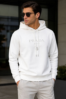 Мужское белое худи logo-embroidered
