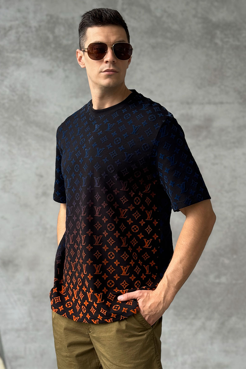 Lоuis Vuittоn Чёрная оверсайз футболка Monogram Gradient