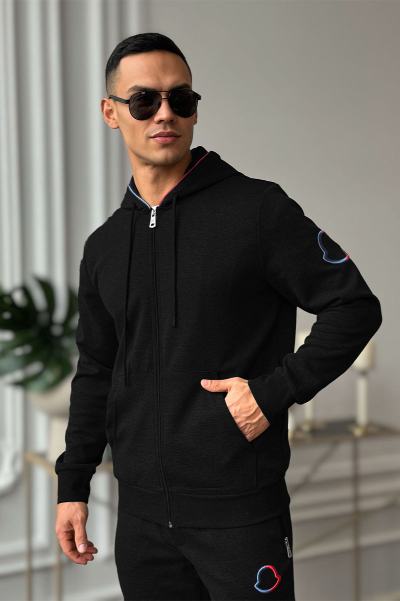 Moncler Чёрный спортивный костюм logo-embroidered 