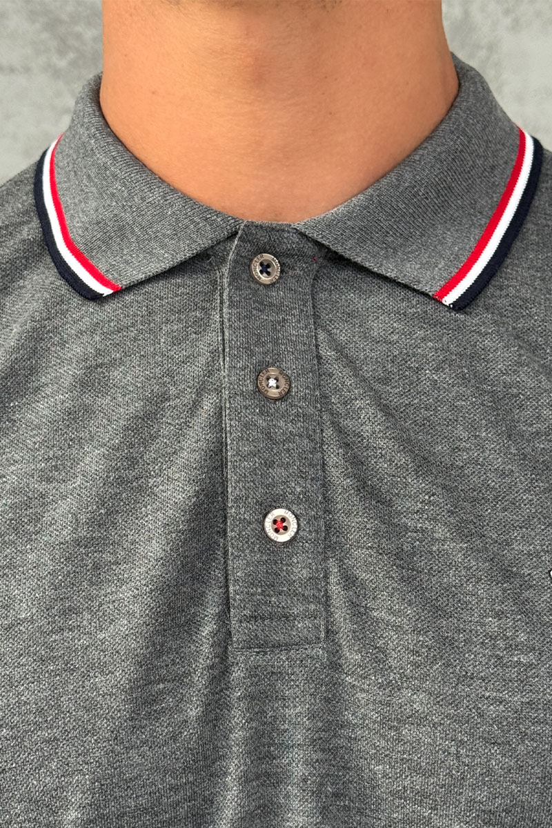 Moncler Серое поло с длинным рукавом logo-patch