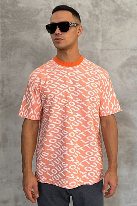 Брендовая оверсайз футболка Diagonal logo - Orange