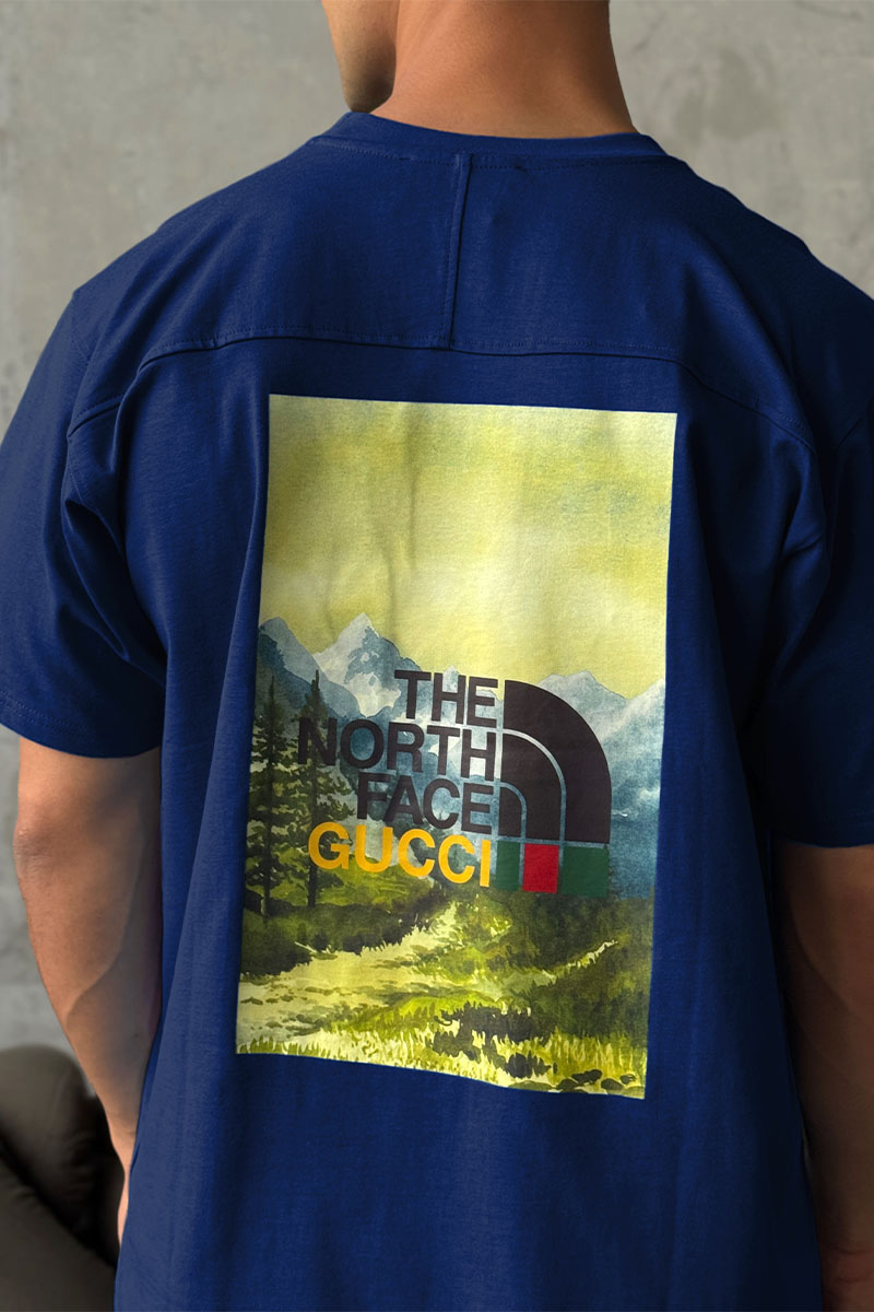 Gucci Оверсайз футболка TNF Collaboration landscape print - Navy