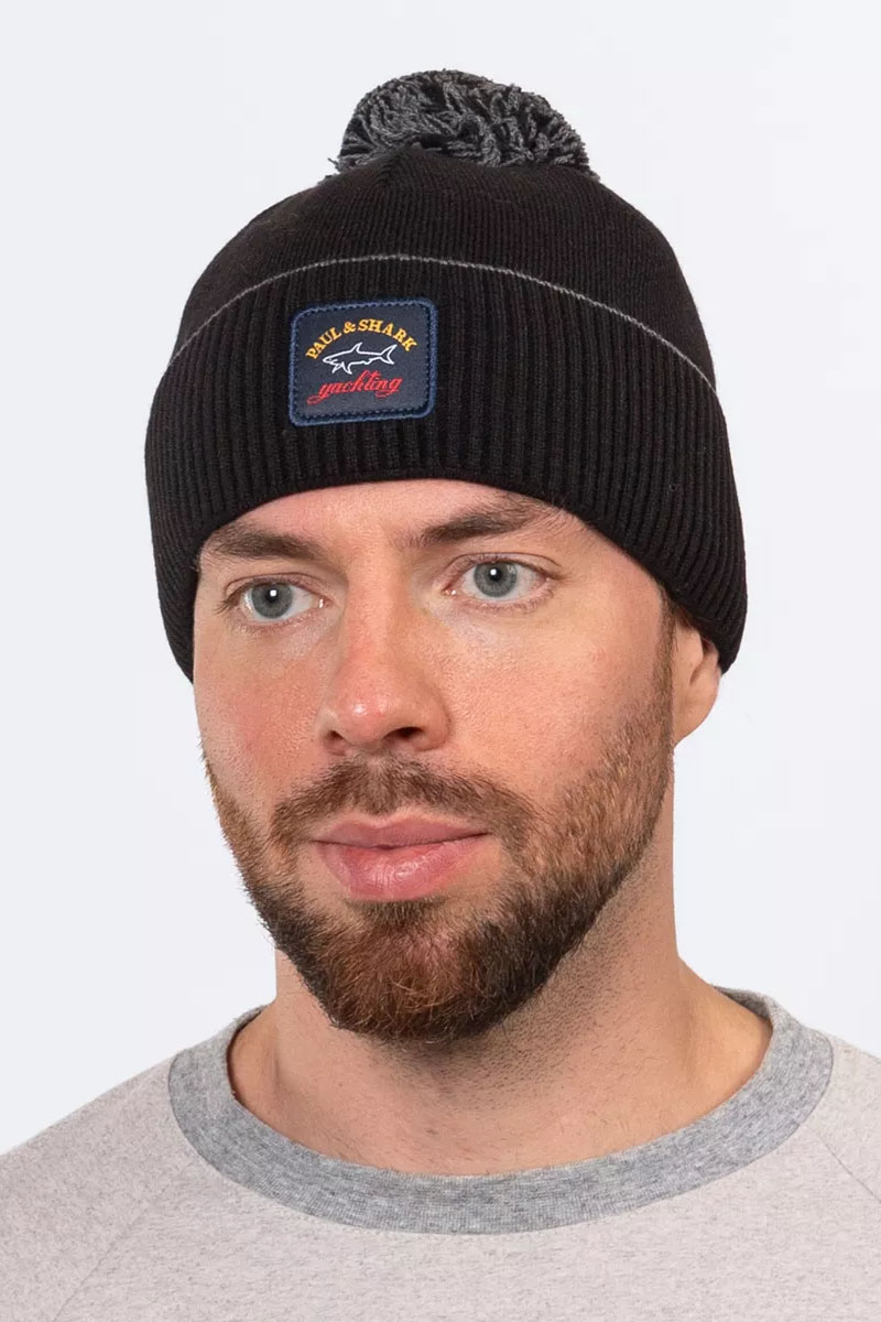 Paul & Shark Шапка на флисе logo-badge - Black 
