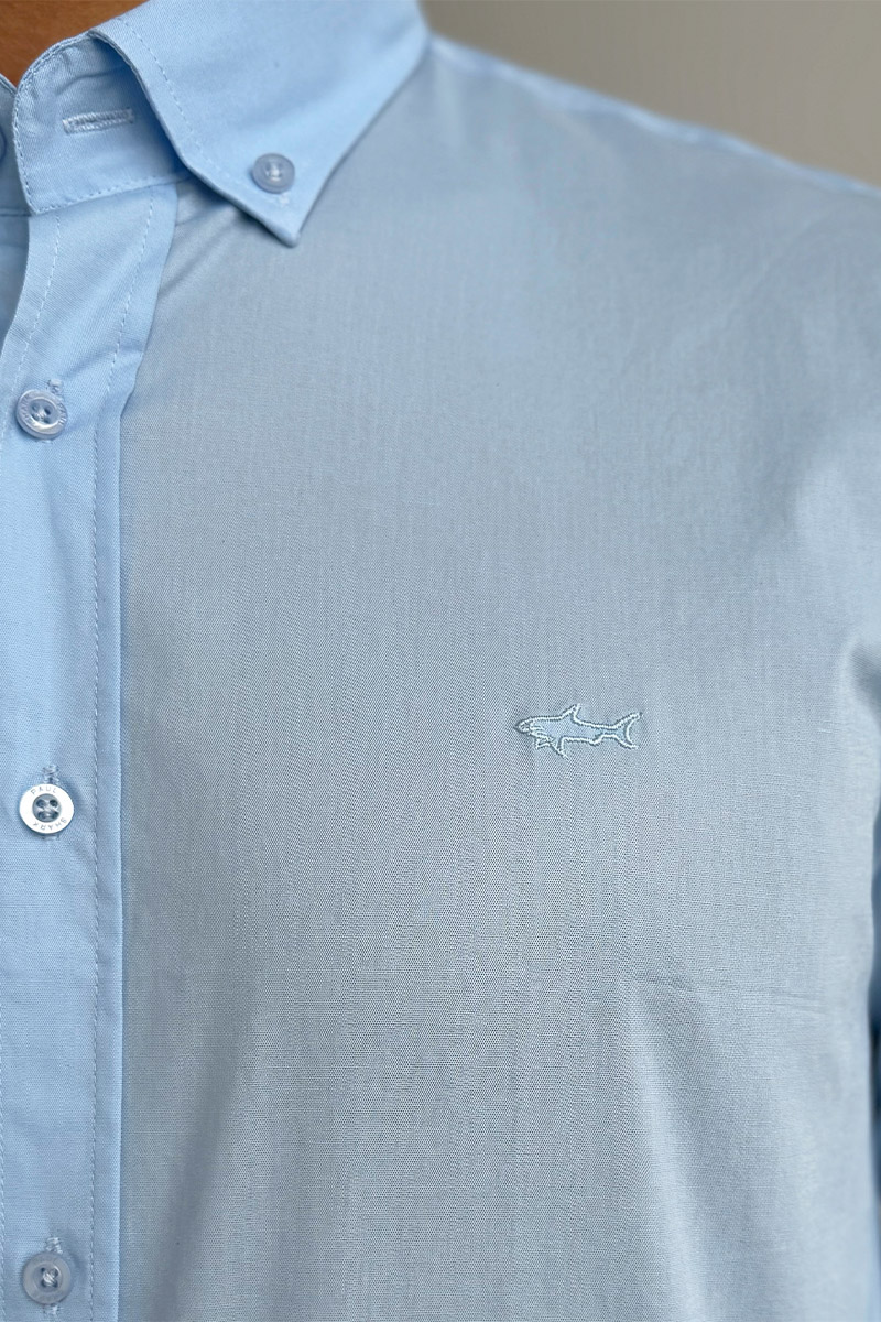 Paul & Shark Рубашка голубого цвета logo-embroidered