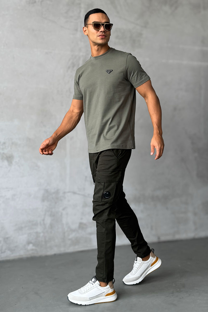 Prada Мужская футболка logo-plaque - Khaki